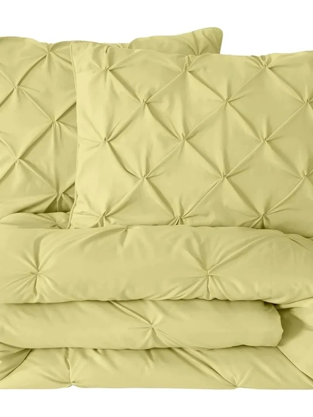 Yellow Pinch-Pleat king 3 piece Comforter Set